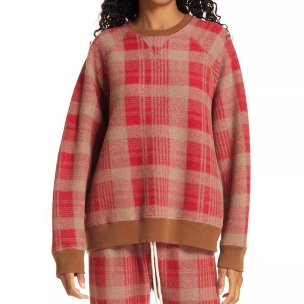 The Great “The Slouch” lumberjack plaid sweatshirt
